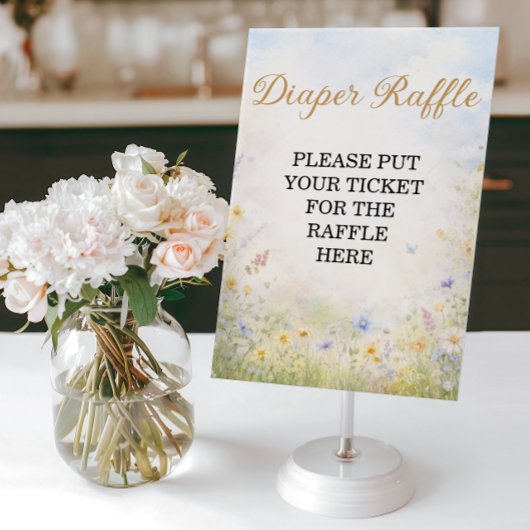 Frühlingswiese Windel-Raffle-Wildblumen-Schild Poster