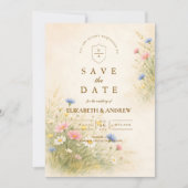 Frühlingswiesen-Blumenhochzeit Save The Date (Vorderseite)