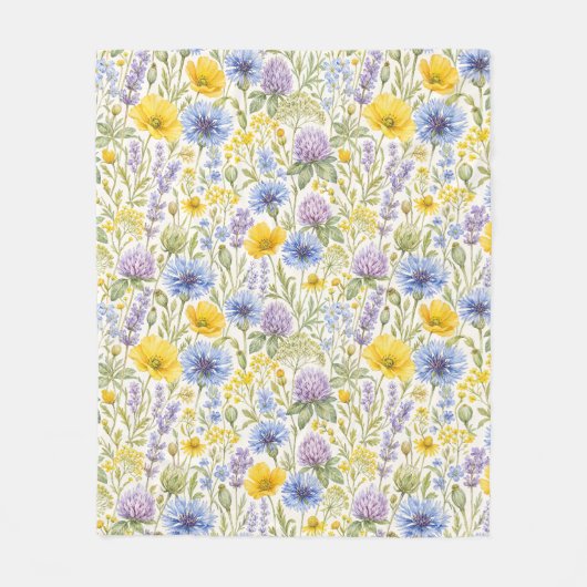 Frühlingswiesen-Blumenmuster Fleecedecke (Vorderseite)