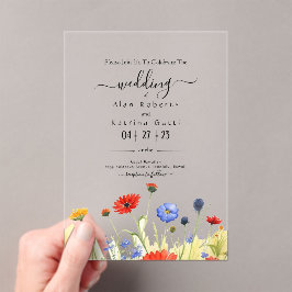 Frühlingswiesen-Wildblumen-Hochzeitseinladung Acryleinladungen