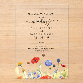 Frühlingswiesen-Wildblumen-Hochzeitseinladung Acryleinladungen