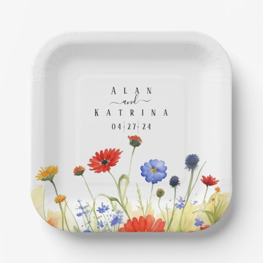 Frühlingswiesen-Wildblumen Pappteller (Vorderseite)