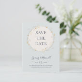 FrühlingsWildblume | Blaue Save the Date Postkarte (Stehend Vorderseite)