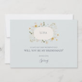 FrühlingsWildblume | Blue Bridesmaid Vorschlag Car Einladung (Rückseite)