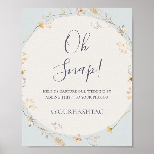 FrühlingsWildblume | Blue Oh Snap Wedding Hashtag Poster (Vorne)