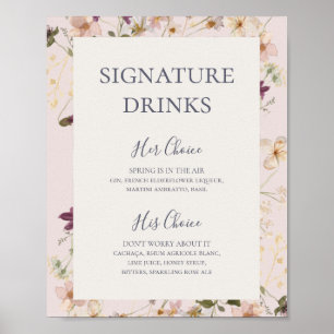 FrühlingsWildblume   Blush Signature Drinks Zeiche Poster
