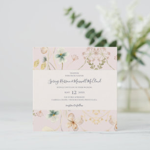 FrühlingsWildblume Blush Square Wedding Einladung