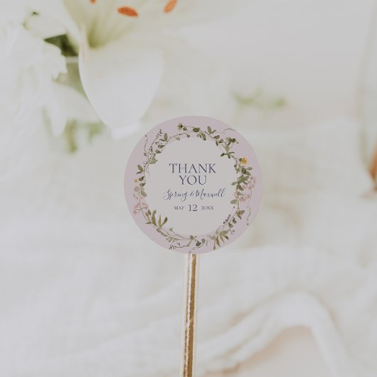 FrühlingsWildblume | Blush Vielen Dank für den Sti Runder Aufkleber