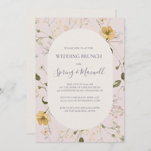 FrühlingsWildblume | Blush Wedding Brunch Einladung (Vorne/Hinten)
