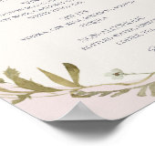 FrühlingsWildblume | Blush Wedding Drinks Menu Pos Poster (Ecke)