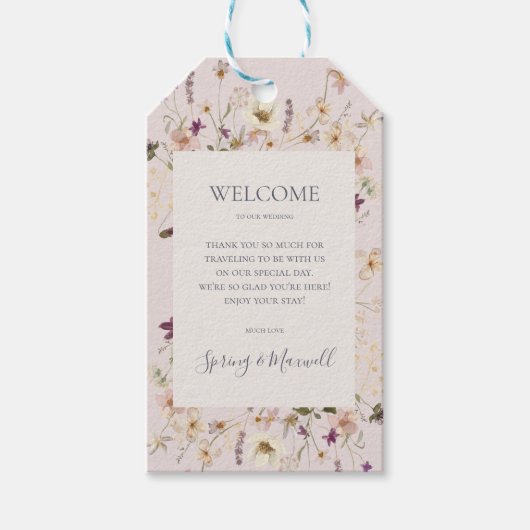 FrühlingsWildblume | Blush Wedding Welcome Geschenkanhänger (Vorderseite)