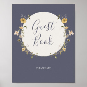 FrühlingsWildblume   Dusty Lila Guest Book Sign Poster