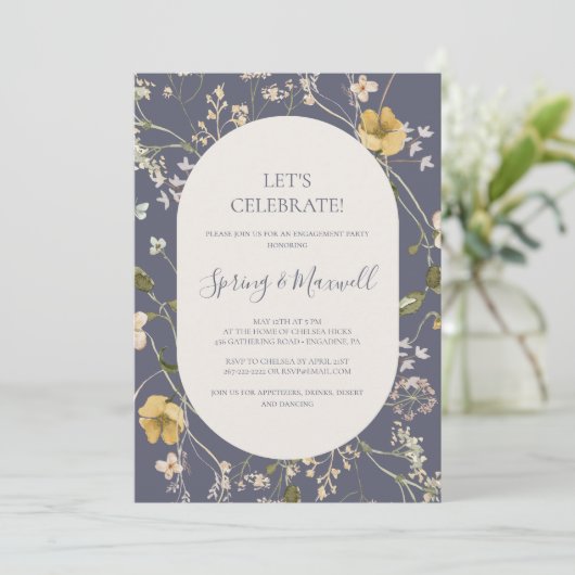 FrühlingsWildblume | Dusty Lila Let's Celebrate I Einladung (Stehend Vorderseite)