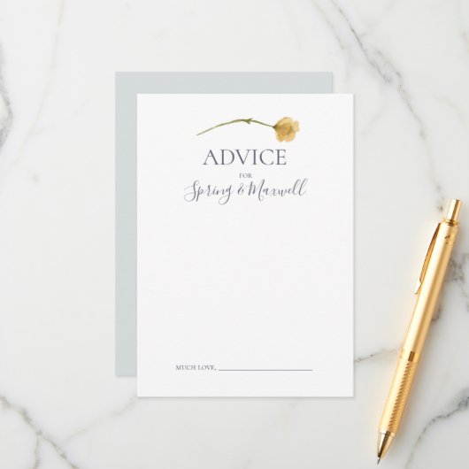 FrühlingsWildblume | Hellblaue Hochzeitsratenkarte Hinweiskarte (Vorderseite/Rückseite Beispiel)