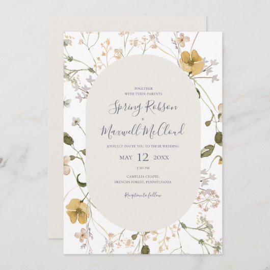 FrühlingsWildblume | Lässige Hochzeit Einladung (Vorne/Hinten)