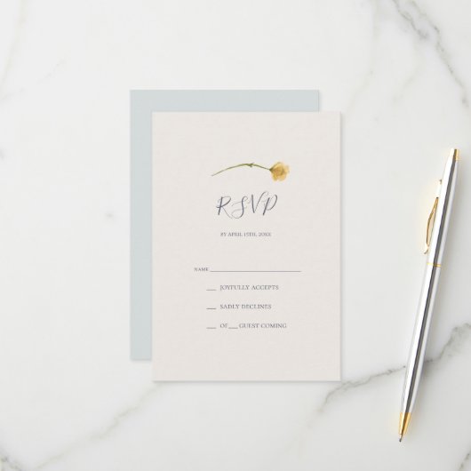 FrühlingsWildblume | Light Blue RSVP Card Karte (Vorderseite/Rückseite Beispiel)