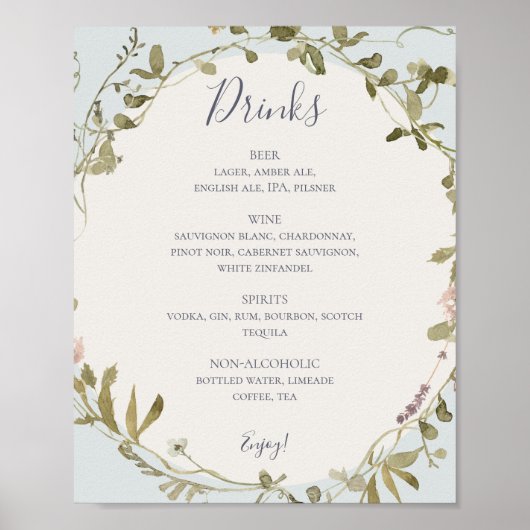 FrühlingsWildblume | Light Blue Wedding Drinks Men Poster (Vorne)