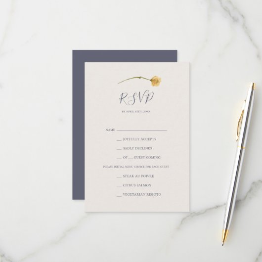 FrühlingsWildblume | Lila RSVP-Karte RSVP Karte (Vorderseite/Rückseite Beispiel)