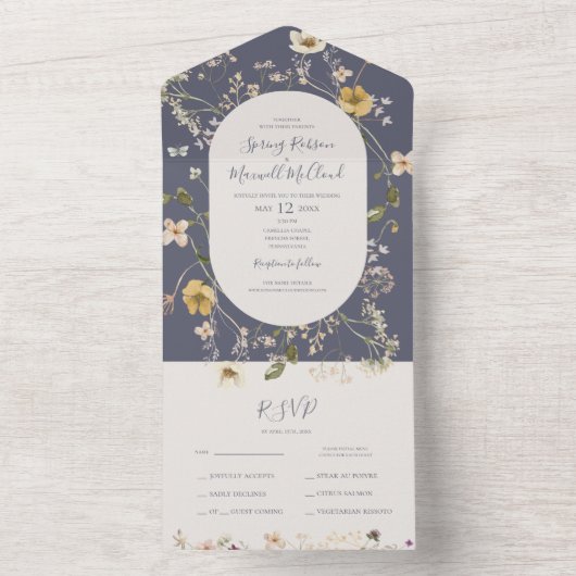 FrühlingsWildblume | Lila Siegel und Senden All In One Einladung (Innen Boden)