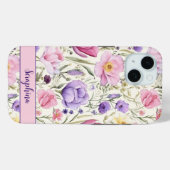 FrühlingsWildblume Pastell Rosa Lila Individuelle Case-Mate iPhone Hülle (Rückseite (Horizontal))