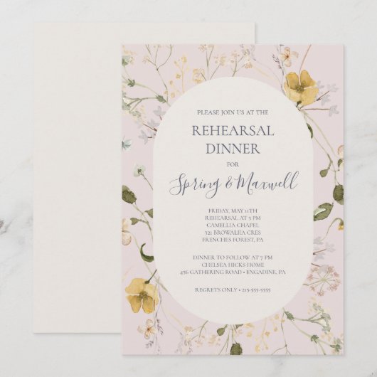 FrühlingsWildblume | Probe-Dinner Einladung (Vorne/Hinten)