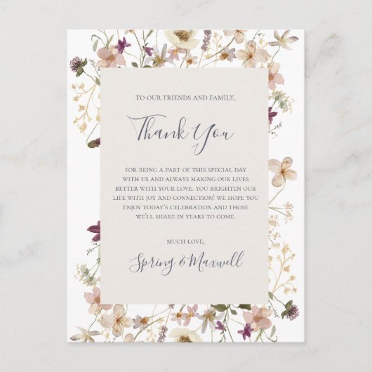 FrühlingsWildblume | Weiße Dankeschön Empfang Card Postkarte (Vorderseite)