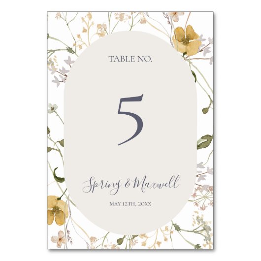FrühlingsWildblume | Weiße Tischnummer (Vorderseite)
