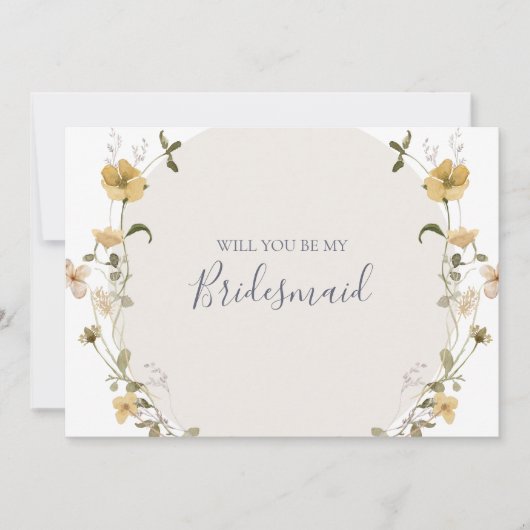 FrühlingsWildblume | White Bridesmaid Vorschlagska Einladung (Vorderseite)