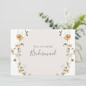 FrühlingsWildblume | White Bridesmaid Vorschlagska Einladung (Stehend Vorderseite)