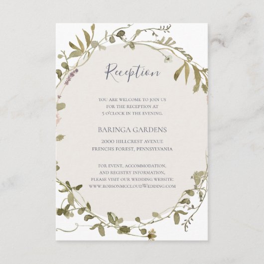 FrühlingsWildblume | White Wedding Reception Card Begleitkarte (Vorderseite)