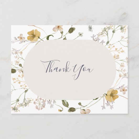 FrühlingsWildblume | White Wedding Vielen Dank Postkarte (Vorderseite)