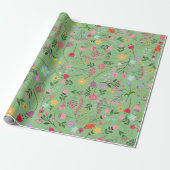 Frühlingswildblumen auf grüner Wiese Geschenkpapier (Ungerollt)