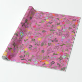 Frühlingswildblumen auf Violett Geschenkpapier (Ungerollt)
