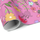 Frühlingswildblumen auf Violett Geschenkpapier (Rolleneckpunkt)