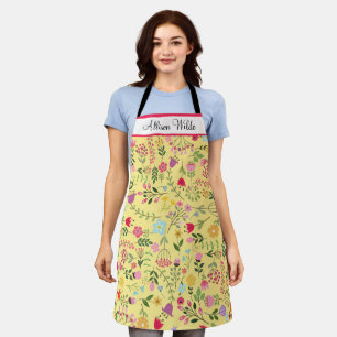 Frühlingswildblumen Blumen auf Gelb Personalisiert Schürze