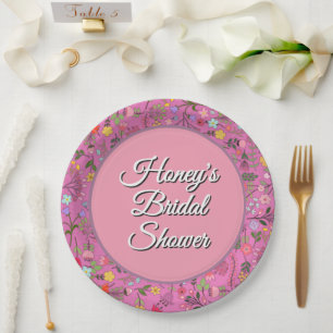 Frühlingswildblumen Brautparty Lila Hochzeit Pappteller