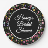 Frühlingswildblumen Brautparty Schwarze Hochzeit Pappteller (Vorderseite)