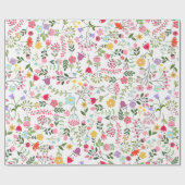 Frühlingswildblumen in Weiß Geschenkpapier (Flach)