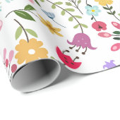 Frühlingswildblumen in Weiß Geschenkpapier (Rolleneckpunkt)