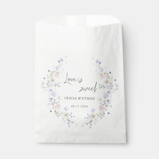 Frühlingswildblumen Lila Rosa Hochzeit Geschenktütchen (Vorderseite)