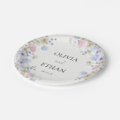 Frühlingswildblumen Lila Rosa Hochzeit Pappteller (Schrägansicht)