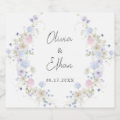 Frühlingswildblumen Lila Rosa Hochzeit Schaumweinetikett (Einzelnes Label)