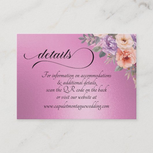 Frühlingswildblumen, QR-Code - Rosa Begleitkarte (Vorderseite)