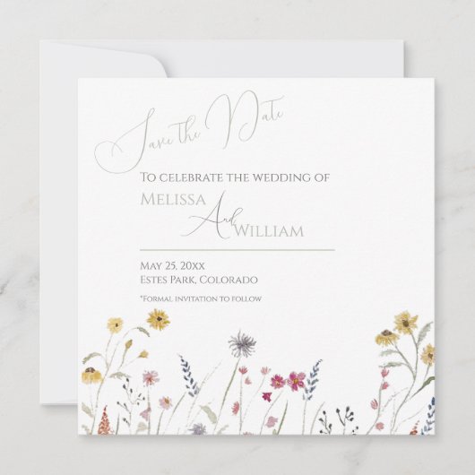 Frühlingswildblumen Save The Date (Vorderseite)