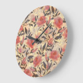 Frühlingswilde Rose: Aquarellmuster. Große Wanduhr (Winkel)