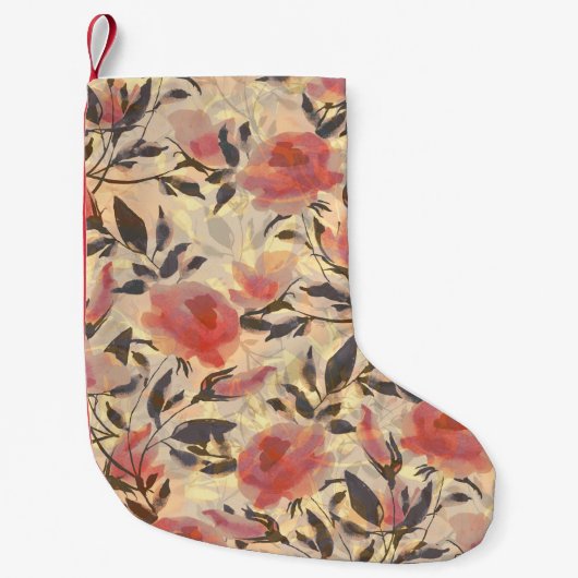 Frühlingswilde Rose: Aquarellmuster. Kleiner Weihnachtsstrumpf (Vorderseite)