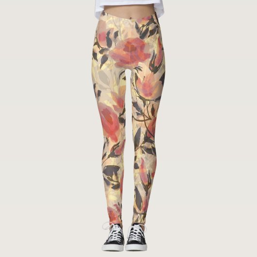Frühlingswilde Rose: Aquarellmuster. Leggings (Vorderseite)