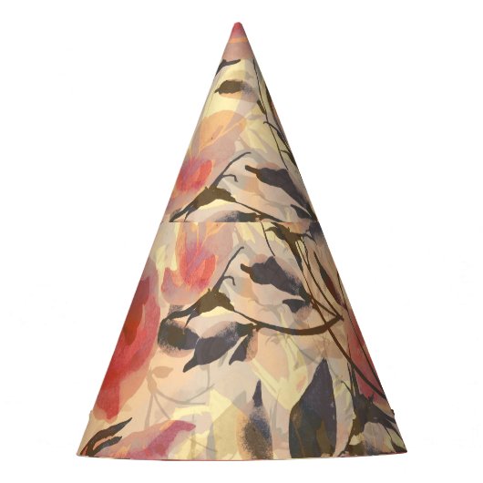 Frühlingswilde Rose: Aquarellmuster. Partyhütchen (Vorderseite)