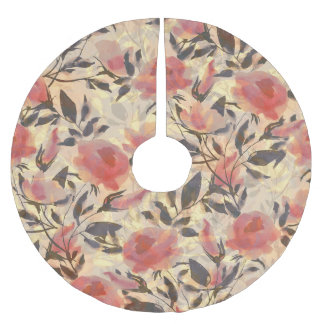 Frühlingswilde Rose: Aquarellmuster. Polyester Weihnachtsbaumdecke