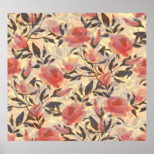 Frühlingswilde Rose: Aquarellmuster. Poster